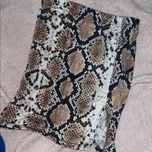 Nasty Gal Snake Print Mini Skirt - Brown and Black